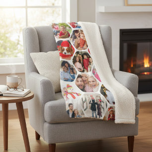 Multi Foto Collage Einfaches modernes Hexagon-Must Sherpadecke