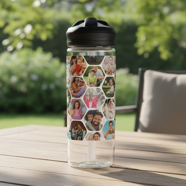 Multi Foto Collage Einfaches modernes Hexagon-Must Trinkflasche (Von Creator hochgeladen)