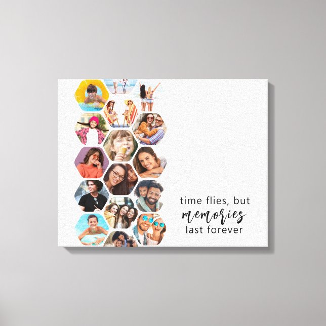 Multi-Foto Collage Erinnerungen Einfach Moderner P Leinwanddruck (Vorderseite)