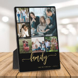 Multi-Foto-Collage-Familienskript - Moderner Sake Fotoplatte<br><div class="desc">Elegante moderne,  handgeschriebene Kalligraphie-Schrift mit sechs Fotos schwarzer Goldene Sake-Foto-Plakatvorlage.              Bitte beachten Sie,  dass die Hintergrundfarbe geändert werden kann. Sie können das Schwarz durch eine andere Farbe ersetzen,  nachdem Sie die Option CUSTOMIZE ausgewählt haben.</div>
