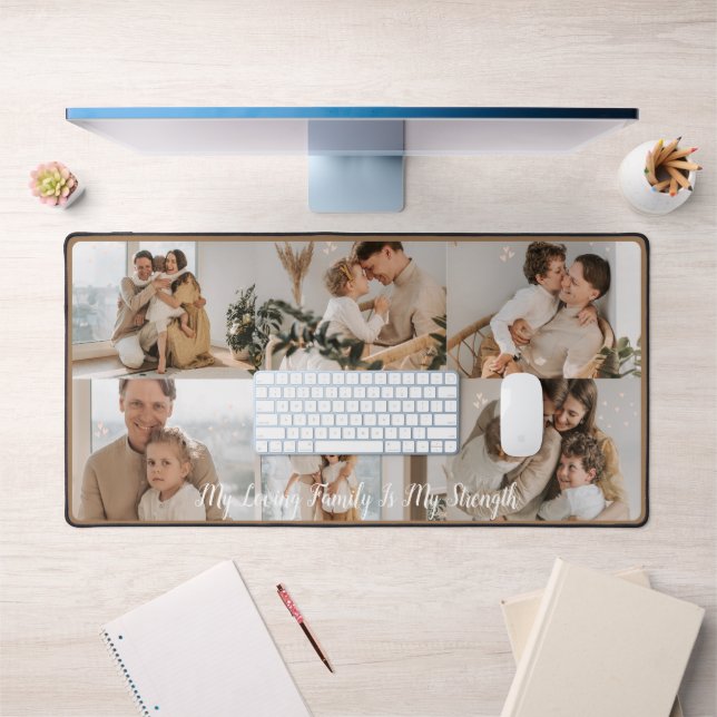 Multi-Foto Collage Moderne Personalisierte Familie Schreibtischunterlage (Büro 1)