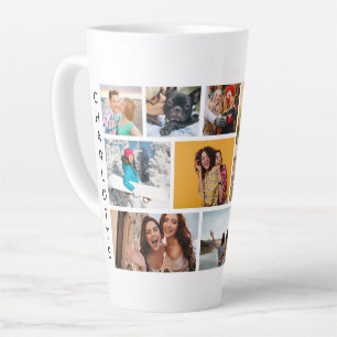 Multi-Foto-Collage Moderne Personalisierte Name Milchtasse