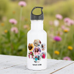 Multi-Foto Collage Moderner Personalisierter Name Edelstahlflasche<br><div class="desc">Multi Foto Collage Moderner Personalisierter Name Edelstahl Wasserflasche bietet eine Foto-Collage Ihrer Lieblings-Fotos in Hexagon-Form. Personalisiert mit Ihrem Namen in modernem schwarzen Skript. Perfekt zum Geburtstag, Weihnachten, Muttertag, Vatertag, Großeltern, Bruder, Schwester, bester Freund und vieles mehr. FOTO TIPP: Zentrieren Sie Ihre Fotos vor dem Hochladen nach Zazzle. Entworfen von ©Evco...</div>