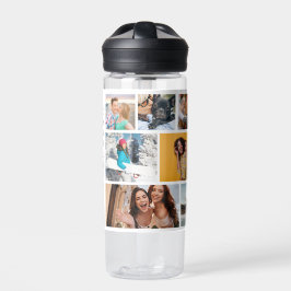 Multi-Foto Collage Moderner Personalisierter Name Trinkflasche