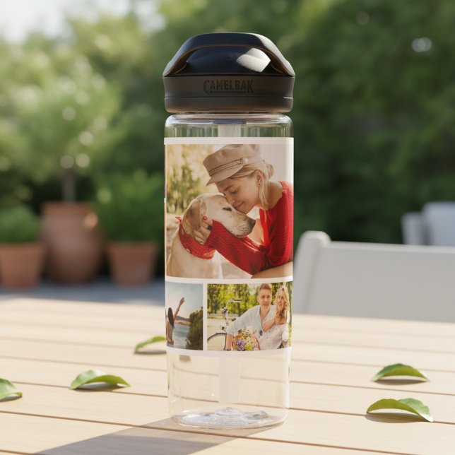 Multi-Foto Collage Moderner Personalisierter Name Trinkflasche (Von Creator hochgeladen)
