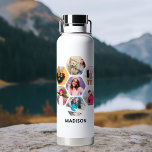 Multi-Foto Collage Moderner Personalisierter Name Trinkflasche<br><div class="desc">Multi Foto Collage Moderner Personalisierter Name Insulated Water Flasche bietet eine Foto Collage Ihrer Lieblings-Fotos in einer Hexagon-Form. Personalisiert mit Ihrem Namen in modernem schwarzen Skript. Perfekt zum Geburtstag, Weihnachten, Muttertag, Vatertag, Großeltern, Bruder, Schwester, bester Freund und vieles mehr. FOTO TIPP: Zentrieren Sie Ihre Fotos vor dem Hochladen nach Zazzle....</div>