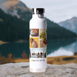 Multi-Foto Collage Moderner Personalisierter Name Trinkflasche<br><div class="desc">Multi Foto Collage Moderne Personalisierte Name Wasser Flasche bietet eine Foto-Collage von neun Ihrer Lieblings-Fotos. Personalisiert mit Ihrem Namen in modernem schwarzen Skript. Perfekt zum Geburtstag, Weihnachten, Muttertag, Vatertag, Großeltern, Bruder, Schwester, bester Freund und vieles mehr. FOTO TIPP: Zentrieren Sie Ihre Fotos vor dem Hochladen nach Zazzle. Entworfen von ©Evco...</div>