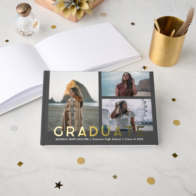 Multi-Foto Graduate Foil Gästebuch (Vorderseite Offen)