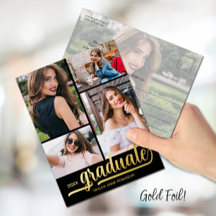 Multi-Foto-Graduierungspartei Folie Einladungspostkarte