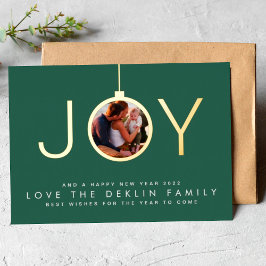Multi Foto Green Leaf Frohe Weihnachts Gold JOY Folien Feiertagskarte