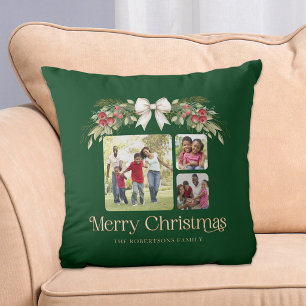 Multi-Foto-Moderne-Schrift Frohe Weihnachten Kissen