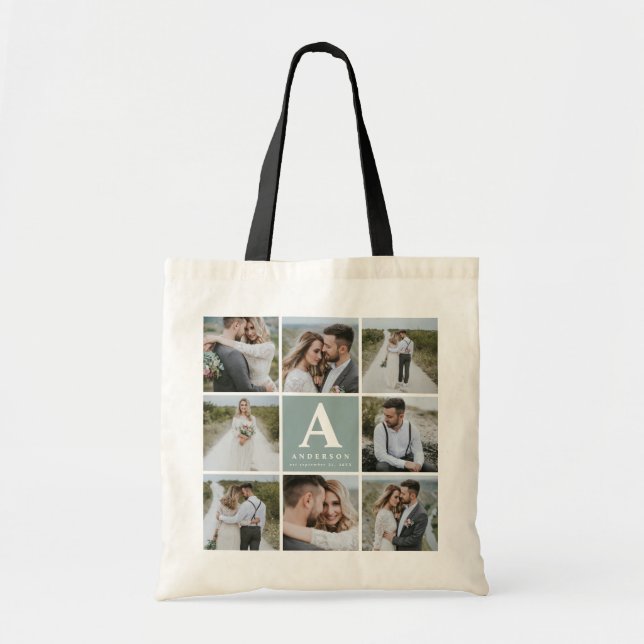 Multi-Foto-Monogramm-Anfangsvergünstigung Tragetasche (Vorne)