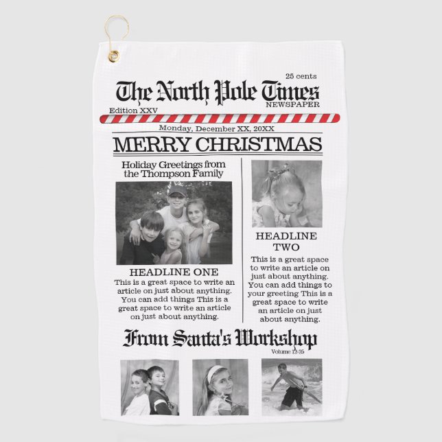 Multi Foto North Pole News Niedlich froh Golfhandtuch (Vorderseite)