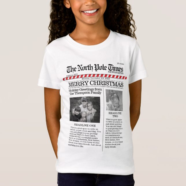 Multi Foto North Pole News Niedlich froh T-Shirt (Vorderseite)