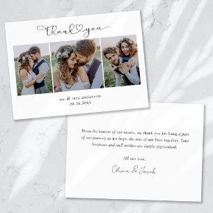 Multi-Foto-Skript mit Heart Wedding Foto Dankeskarte
