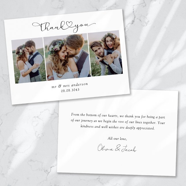 Multi-Foto-Skript mit Heart Wedding Foto Dankeskarte (Von Creator hochgeladen)