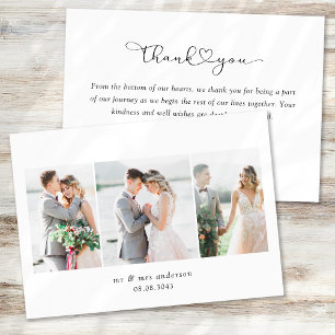 Multi-Foto-Skript mit Heart Wedding Foto Dankeskarte