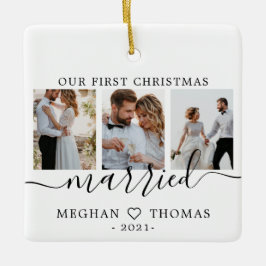 Multi-Fotos erste Weihnachten Verheiratet Keramikornament