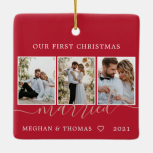 Multi-Fotos erste Weihnachten Verheiratete Keramik Keramikornament