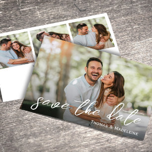 Multi-Fotovorlage Hochzeit speichern Sie das Datum Einladung