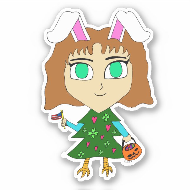 Multi Holiday Chibi Aufkleber (Vorderseite)