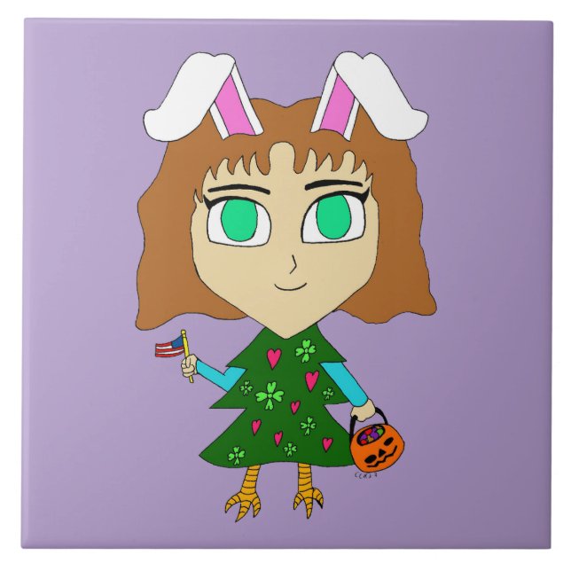 Multi Holiday Chibi Fliese (Vorderseite)