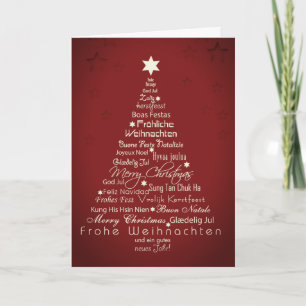 Multi Language Merry Christmas Tree Feiertagskarte