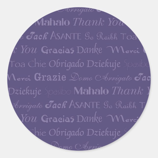Multi-Lingual Dankeschön Sticker (Vorderseite)