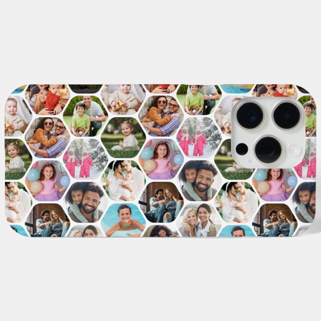Multi Photo Collage Simple Modern Hexagon Pattern Case-Mate iPhone Hülle (Rückseite (Horizontal))