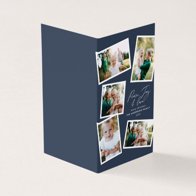 Multi photo moderne élégant script marine bleu fêt (Outside)