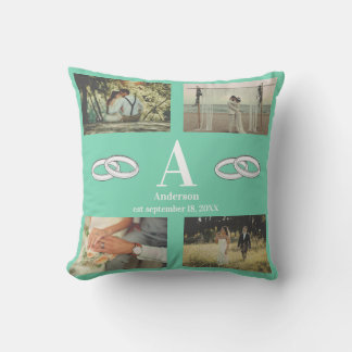 Multi Photo monogram wedding family gift  Kissen
