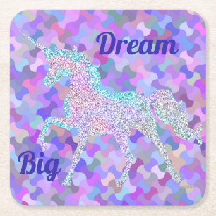 Multi-Prisma farbiger Unicorn-Untersetzer Rechteckiger Pappuntersetzer