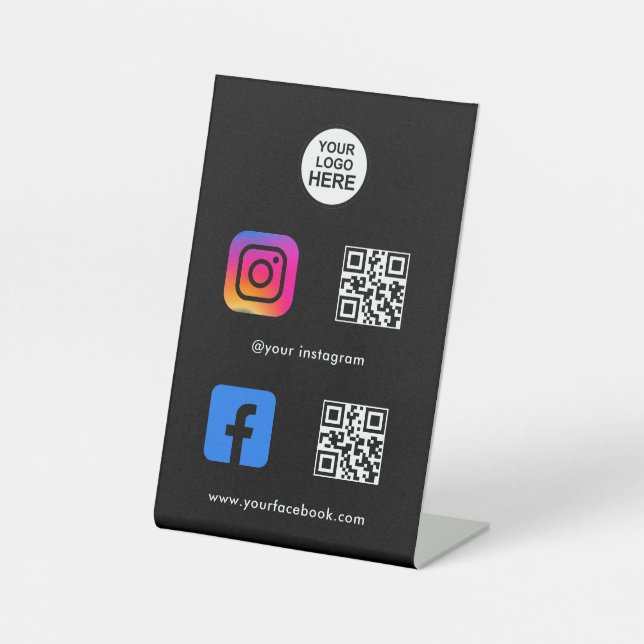 Multi QR Code Business Social Media Sign Sockelschild (Vorderseite)