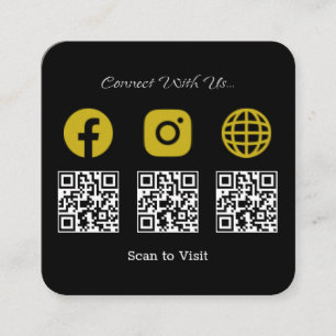 Multi QR Code Modernes Social Media Sign Quadratische Visitenkarte