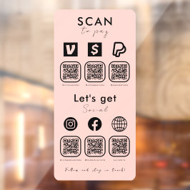 Multi-QR-Code-Prüfung, um Social Media Blush Pink  Fensteraufkleber