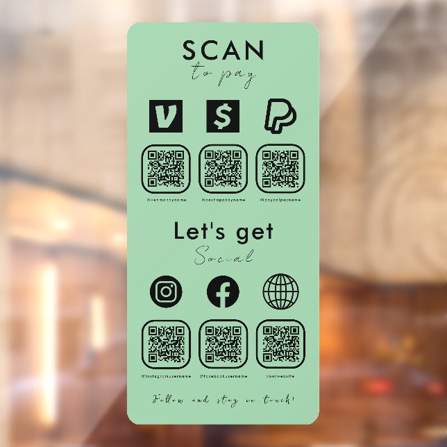 Multi QR Code Scan zur Bezahlung von Social Media  Fensteraufkleber (Blatt 2)