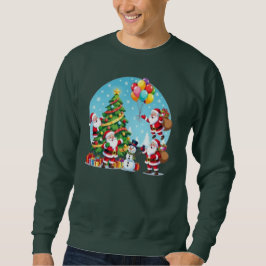 **“Multi-Santa Christmas Fun – 3D Cartoon Transpar Sweatshirt