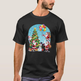 **“Multi-Santa Christmas Fun – 3D Cartoon Transpar T-Shirt
