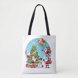 **“Multi-Santa Christmas Fun – 3D Cartoon Transpar Tasche