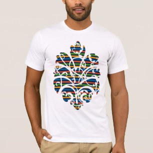 multi Streifen verzeichnet Medaillonausschnitt in T-Shirt