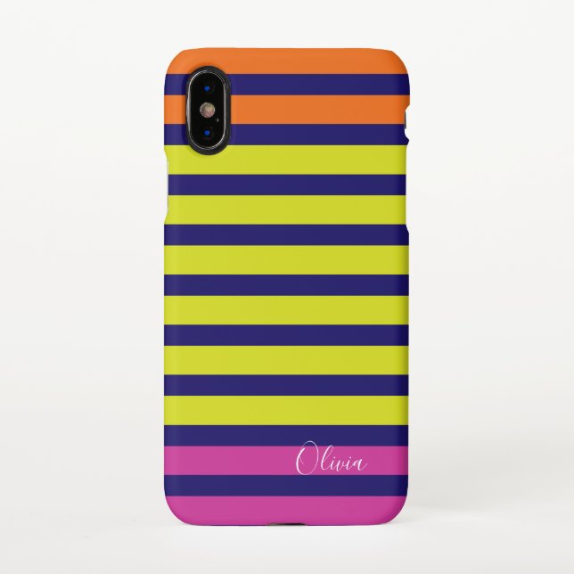 Multi Strip personalisieren Name Monogramm iPhone Hülle (Rückseite)