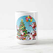 **„Multi-Weihnachtsmann-Weihnachtsspaß – 3D-Cartoo