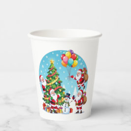 **„Multi-Weihnachtsmann-Weihnachtsspaß – 3D-Cartoo Pappbecher