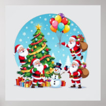 **„Multi-Weihnachtsmann-Weihnachtsspaß – 3D-Cartoo