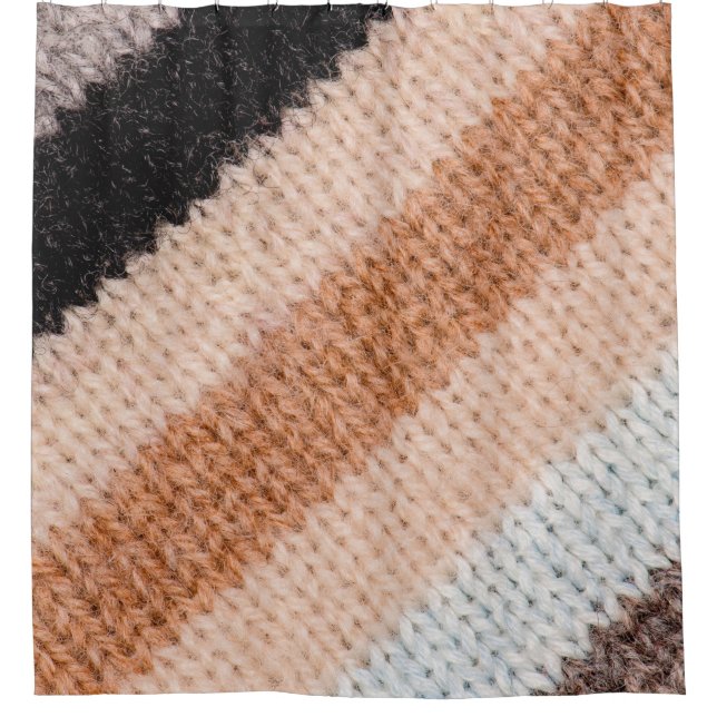 Multicfarbene Stripwoll-Textur geschlossen p Duschvorhang (Vorderseite)