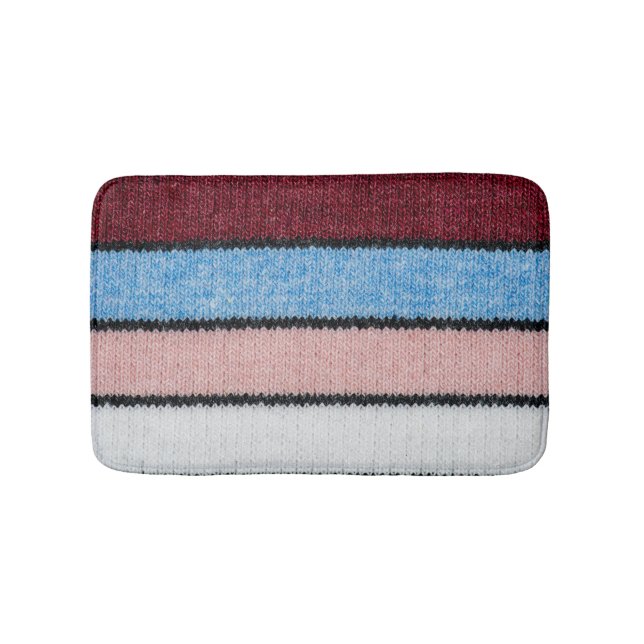Multicfarbene Stripwolle: Stoffgewebe. Badematte (Vorderseite)