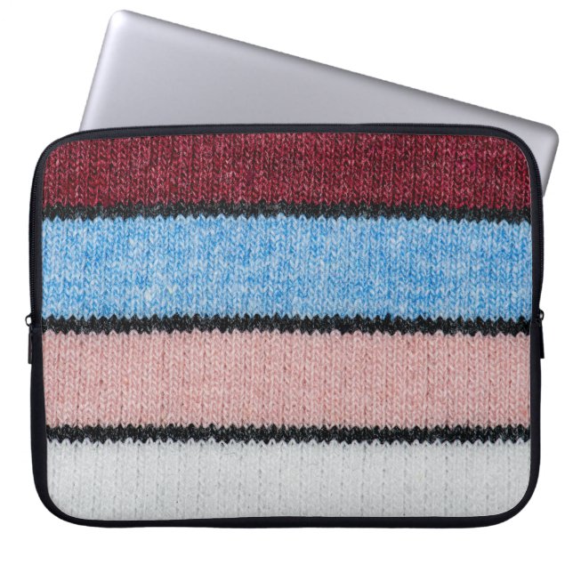 Multicfarbene Stripwolle: Stoffgewebe. Laptopschutzhülle (Vorderseite)