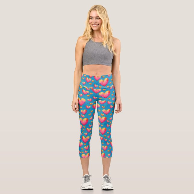 Multicfarbene Wasserfarbenherde Hochgebirgskappen Capri Leggings (Vorderseite)