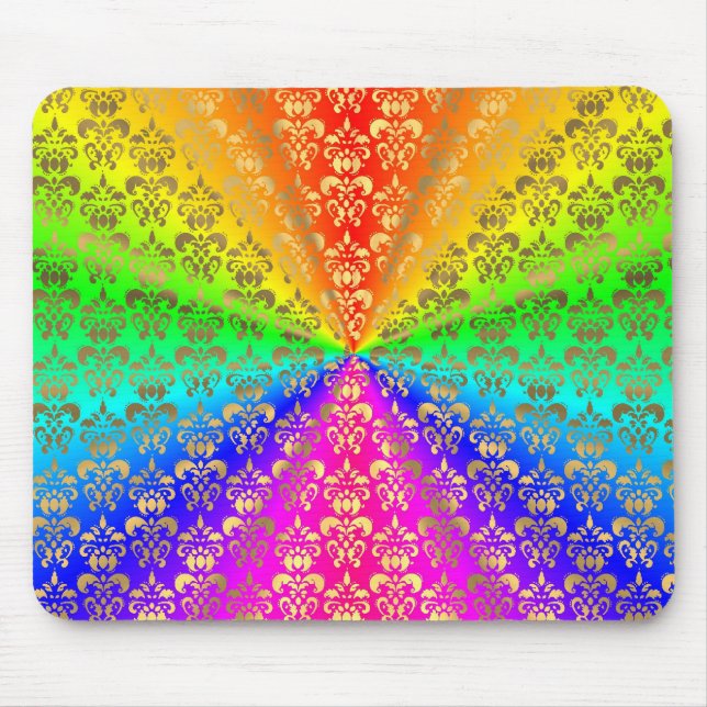 Multicfarbener Regenbogenfarbener Damast Mousepad (Vorne)
