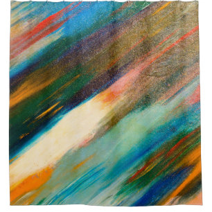 Multicfarbige lange diagonale Wasserfarbenstäbe au Duschvorhang